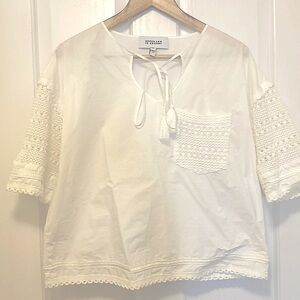 Derek Lam 10 Crosby  White short crocheted sleeves top size 10